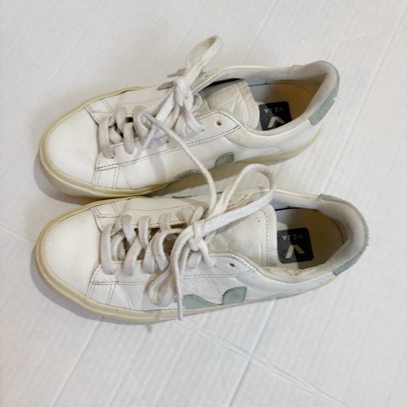 Veja Campo Leather Sneakers White Leather Size 6 Natural Suede Low Top Trainers - Picture 2 of 11